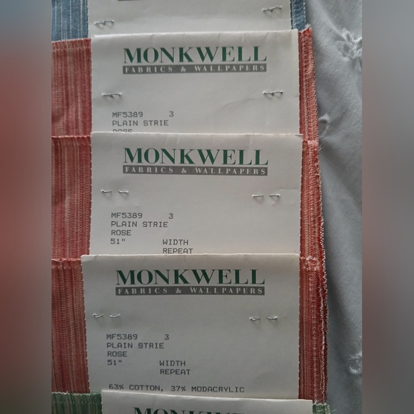 9 piece Monkwell Lee Jofa 12"x12 plain Strie fabric remnants Jade Rose Blue - Picture 3 of 7